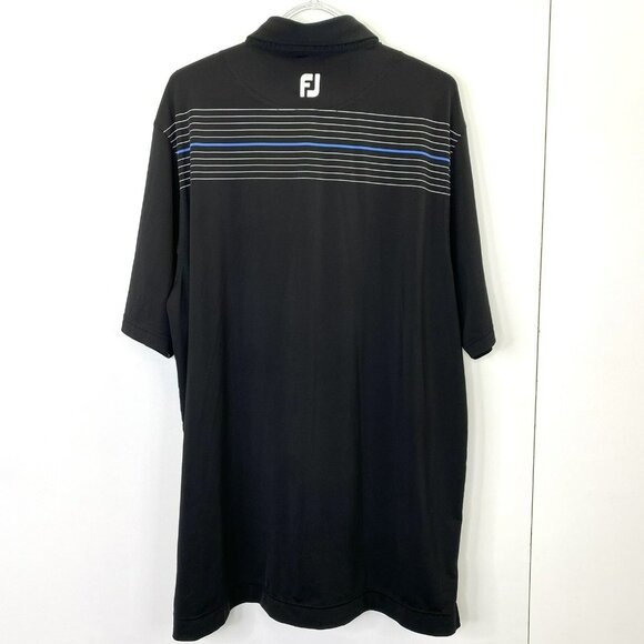 Footjoy FJ Golf Polo Shirt Mens XL Performance Athletic Fit Black Striped - Picture 3 of 3